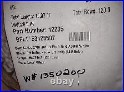 10.07' of Intralox 2400 Series Conveyor Belt, 8 Wide, Flush Grid Acetal