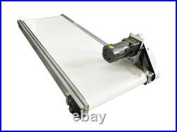 110V 47.2X15.7 Mesa White PVC Belt Electric Conveyor Adjustable Speed