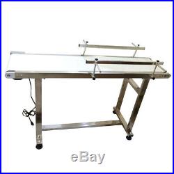 110V 53x11.8 inch White PVC Belt Conveyor With Double Guardrail New Product