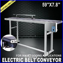 110V Electric PVC Belt Conveyor 59x 7.8 Heavy Duty Powered Rubber Equipment