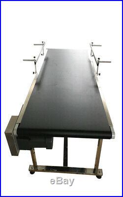 110V Electric PVC Belt Conveyor Stainless Steel 59x19.7inch with 2 Fences