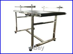 110V Electric PVC Belt Conveyor Stainless Steel 59x19.7inch with 2 Fences