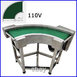 110V Industrial Conveyor Green PVC Belt System 90° Corner Turning Speed Adjust