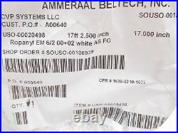 225113 New-No Box, Ameeral A00640 Conveyor Belt, White, 17.25' Long x 17 Wide