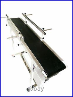 47x8 Packing Belt Conveyor Black PVC Transfer Machine Two Guardrail Stainless