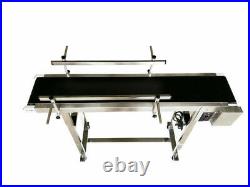 47x8 Packing Belt Conveyor Black PVC Transfer Machine Two Guardrail Stainless