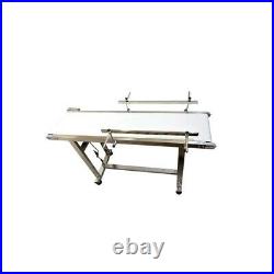 53''x11.8 Belt Conveyor Double Guardrail White PVC Electric Transport Stainless