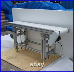 59 x 11.8 Belt Conveyor System Adjustable Height PVC Belt Double Guardrail