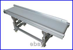59 x 11.8 Electric Belt Conveyor White PVC Belt NO Side Rail Height Adjustable