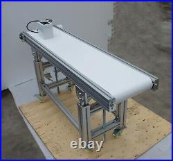 59 x 11.8 White PVC Belt Conveyor Electric Transport Machine Double Guaidrail