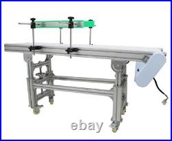 5911.8 White PVC Belt Conveyor Height Adjustable Double Fence Transport 110V