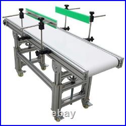 5911.8 White PVC Belt Conveyor Height Adjustable Double Fence Transport 110V