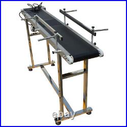 597.8 Black PVC Belt Conveyor with two Guardrails 110V 60W Adjustable speed