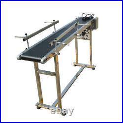 59x7.8 Belt Conveyor Two Guardrails Black PVC Transport Equipment 110V 60W