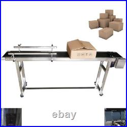 70.8x7.8''Electric Conveyor withGuardrail Stainless Body PVC Belt 0-18m/min 110V