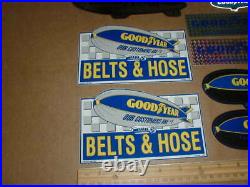 9 Vtg Goodyear Blimp Tire Conveyor Belt #1 rare auto Racing decal Sticker lot