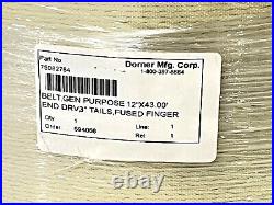 Dorner 75082784 General Purpose Conveyor Belt 12 Width 43.00' Length 3 Tails