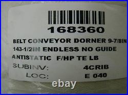Dorner Antistatic F/HP TE LB Conveyor Belt, 9.875 x 143.5 168360