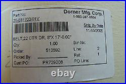 Dorner Mfg 25-081700/01v Conveyor Belt 8x17' 2200 Series Center Drive New