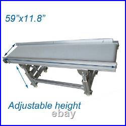 Electric Belt Conveyor 59x 11.8 White PVC Adjustabler Height & Speed Flat Type