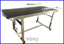Floor Type Belt Conveyor Two Guardrails Black PVC Belt Speed Control 50 x 19