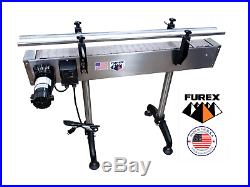 Furex Stainless Steel 4' x 4" Inline Conveyor with Plastic Table Top Belt 