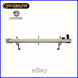 Globaltek 10'x4.5 S/S Sanitary Raised Bed Conveyor with Table Top Plastic Belt