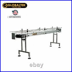 Globaltek 8'x4.5 S/S Sanitary Raised Bed Conveyor with Table Top Plastic Belt