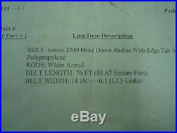 Intralox 320 Rows Belt Series 2200 Hold Down Radius with Edge Tab White