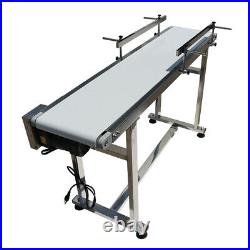 Movable 59Length 11.8 Width Double Guardrails PU Belt Conveyor System 110V120W