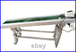 New 1 PC 110V 70.8L x11.8W PVC Belt Inclined Wall Conveyor Adjustable Height
