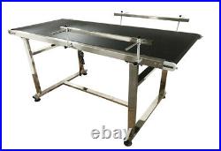 TECHTONGDA 23.6 PVC Belt Conveyor with Double Guardrails Stainless Steel 110V