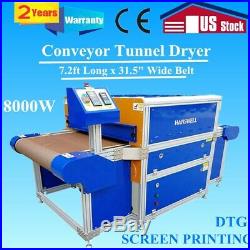 US Stock 220V 8KW Conveyor Tunnel Dryer 7.2ft Lx31.5 W Belt for Screen Printing