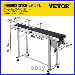 VEVOR Belt Conveyor PVC Conveyor Belt 47x7.8 In Motorized Conveyor with Guardrails