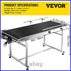 VEVOR Belt Conveyor PVC Conveyor Belt 59x19.7In Motorized Conveyor with Guardrails