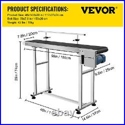 VEVOR Electric Conveyor with 59''x 7.8'' PVC Belt Anti-Static Code Machine